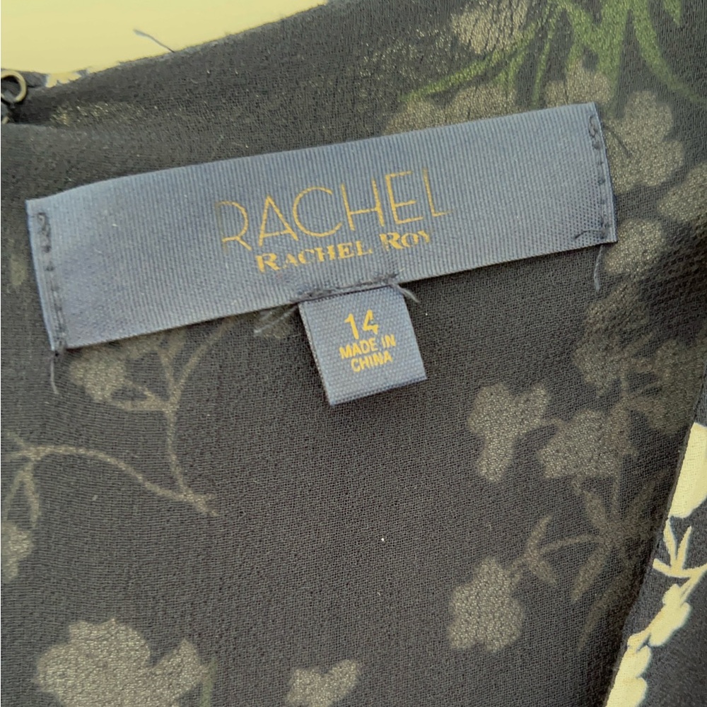 RACHEL Rachel Roy Faux Floral Wrap Dress in Navy Size 14 - Picture 6 of 7